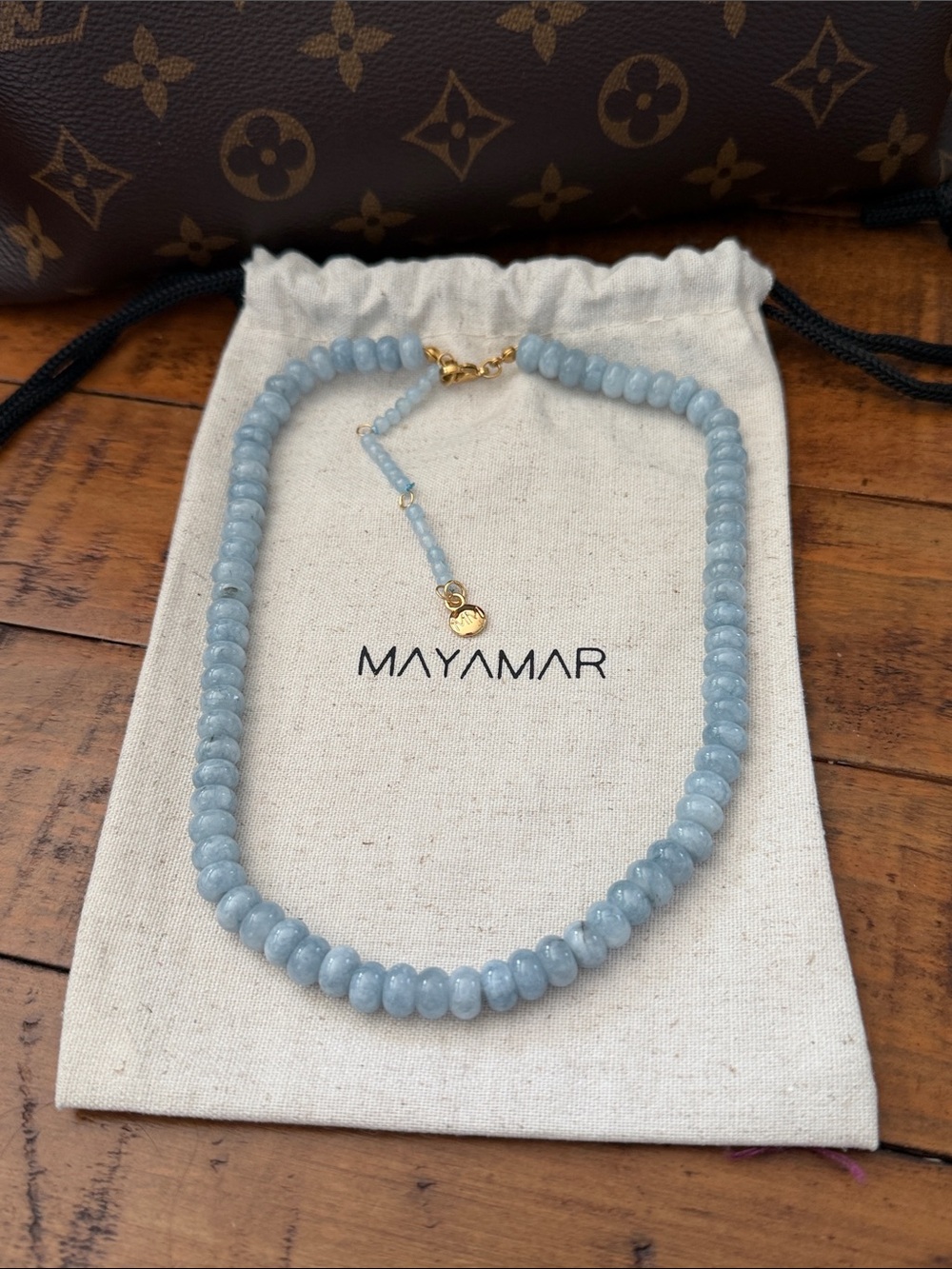 Mayamar Light Blue aquamarine Chakra Bead Necklace